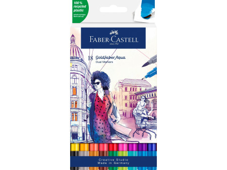 FABER-CASTELL Marqueur aquarelle GOLDFABER, étui de 18