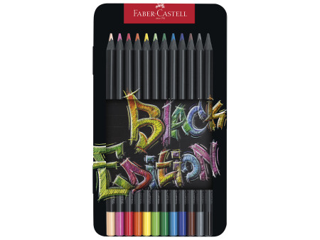 FABER-CASTELL Crayon de couleur Black Edition, étui de 12
