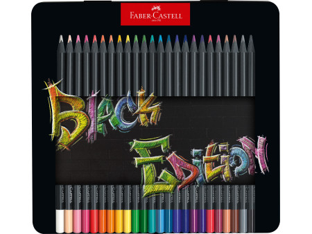 FABER-CASTELL Crayon de couleur Black Edition, étui de 24
