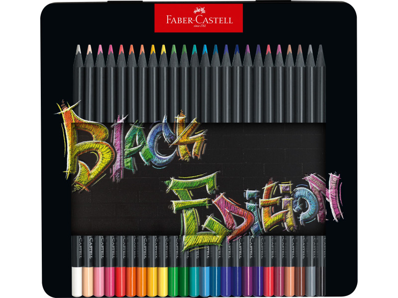 FABER-CASTELL Crayon de couleur Black Edition, étui de 24