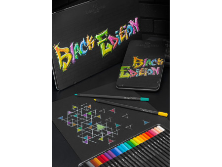 FABER-CASTELL Crayon de couleur Black Edition, étui de 24