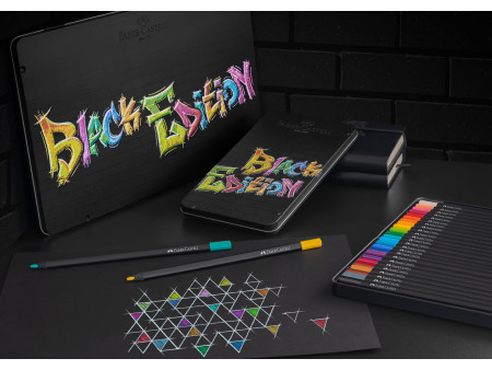FABER-CASTELL Crayon de couleur Black Edition, étui de 36