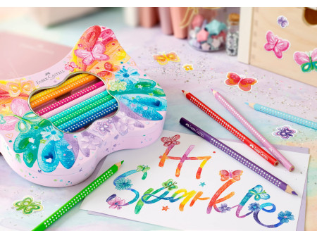 FABER-CASTELL Crayon de couleur triangulaire GRIP SPARKLE