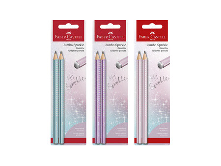 FABER-CASTELL Set de crayons graphite Jumbo GRIP SPARKLE