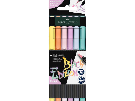 FABER-CASTELL Feutre Black Edition pastel, étui de 6
