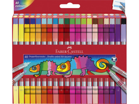 FABER-CASTELL Feutre double pointe, étui de 40