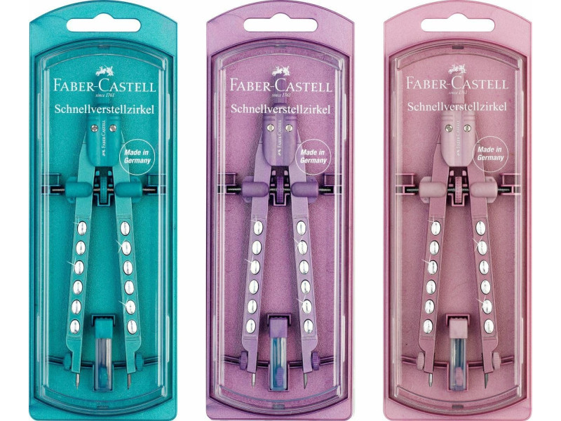 FABER-CASTELL Compas à réglage rapide FACTORY SPARKLE