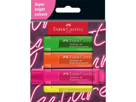 FABER-CASTELL Surligneur TEXTLINER 1546 NEON, étui de 4