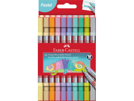 FABER-CASTELL Feutre double pointe pastel, étui de 10