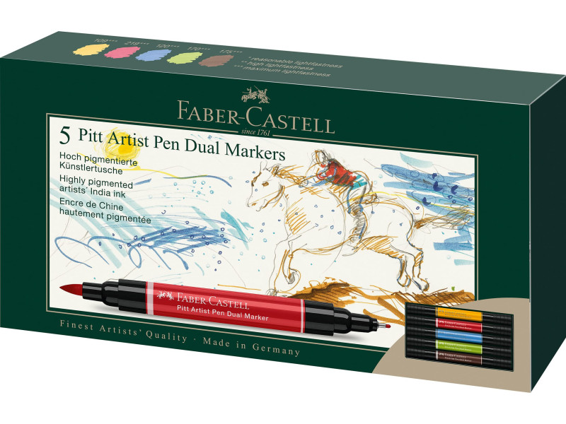 FABER-CASTELL Feutre PITT artist pen Dual Marker, étui de 5