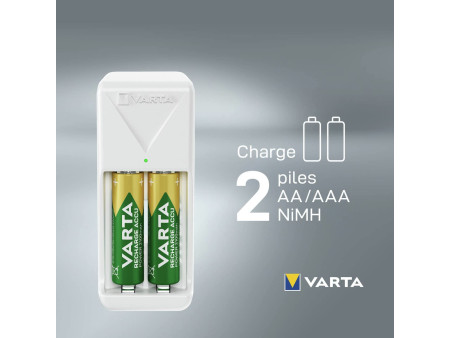 VARTA Chargeur Mini Charger, équipé de AAA, blanc