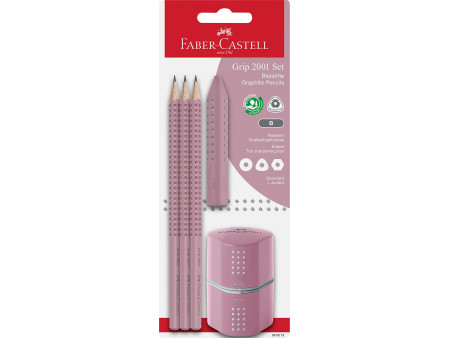 FABER-CASTELL Kit Crayon graphite GRIP 2001, rose shadow
