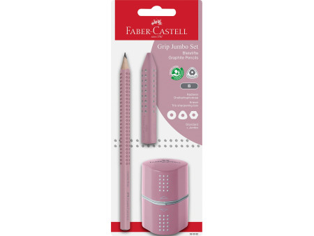 FABER-CASTELL Kit crayon de papier Jumbo GRIP, rose, blister