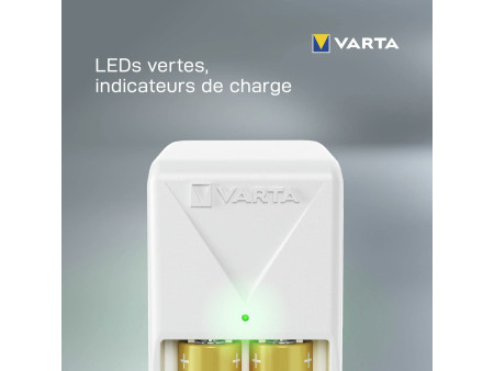 VARTA Chargeur Mini Charger, équipé de AAA, blanc