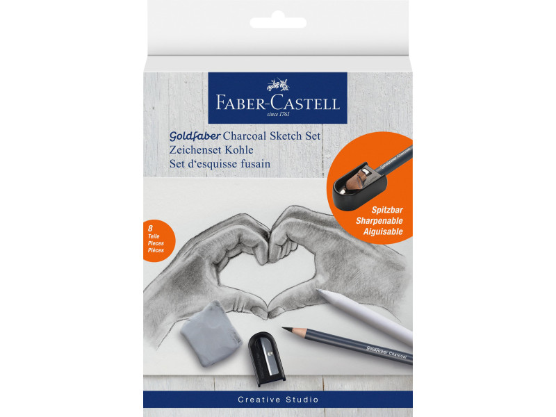 FABER-CASTELL Kit de dessin GOLDFABER CHARCOAL, 8 pièces