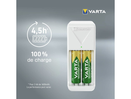 VARTA Chargeur Mini Charger, équipé de AA, blanc