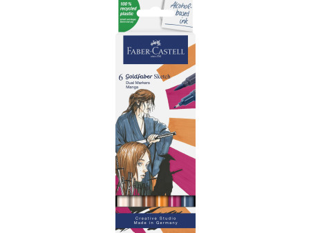FABER-CASTELL Marqueur Sketch GOLDFABER, étui de 6 Manga