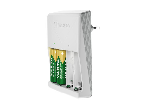 VARTA Chargeur Plug Charger, équipé de AA, blanc