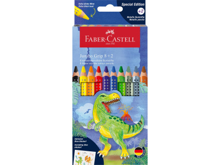 FABER-CASTELL Crayon de couleur triangulaire Jumbo GRIP Dino