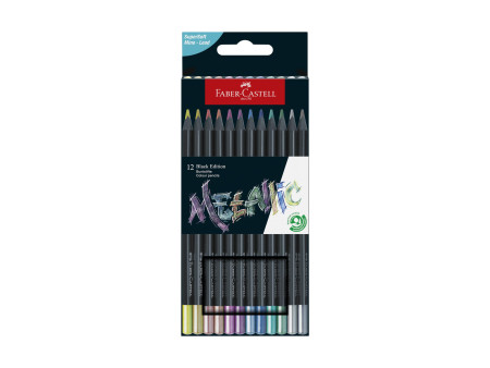 FABER-CASTELL Crayon de couleur Black Edition, étui de 12