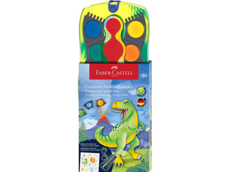 FABER-CASTELL Boîte de peinture CONNECTOR Dino, 12 couleurs