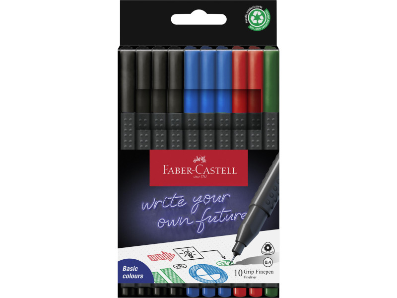FABER-CASTELL Feutre fin GRIP FINEPEN, étui en carton de 10