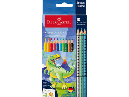 FABER-CASTELL Crayon de couleur Colour GRIP Dino, 10+3