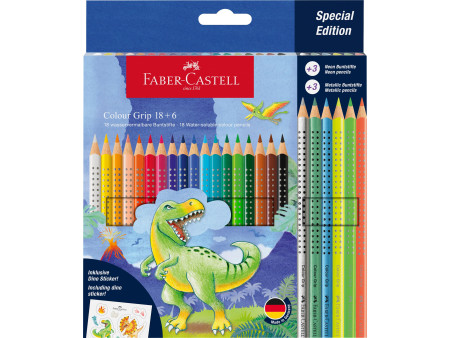 FABER-CASTELL Crayon de couleur Colour GRIP Dino, 18+6