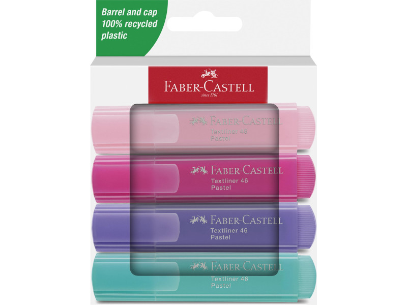 FABER-CASTELL Surligneur TEXTLINER 46 PASTEL, étui de 4