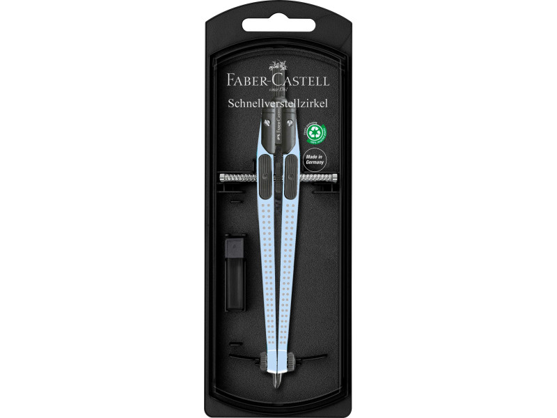 FABER-CASTELL Compas à réglage rapide GRIP, bleu ciel
