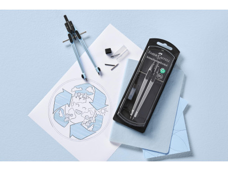 FABER-CASTELL Compas à réglage rapide GRIP, bleu ciel
