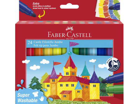 FABER-CASTELL Feutre JUMBO Superwashable, étui de 24