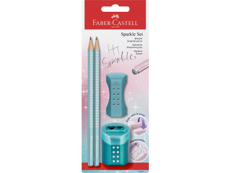 FABER-CASTELL Kit d'écriture GRIP SPARKLE, vert menthe