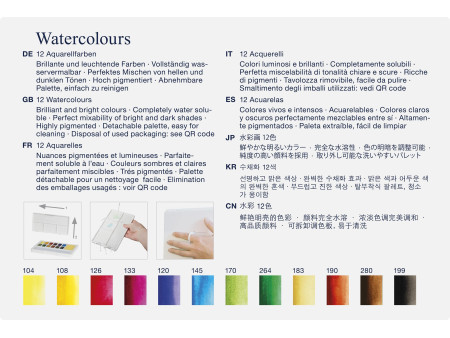 FABER-CASTELL Peinture aquarelle en godets, étui de 12