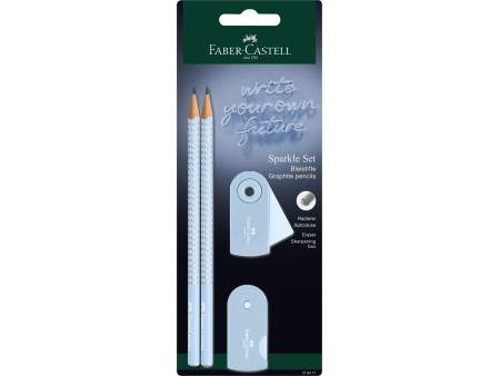 FABER-CASTELL Kit d'écriture GRIP SPARKLE, bleu ciel