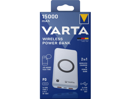VARTA Powerbank 'Wireless', 15.000 mAh, blanc