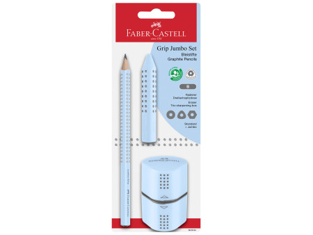 FABER-CASTELL Kit crayon Jumbo GRIP, bleu ciel, blister