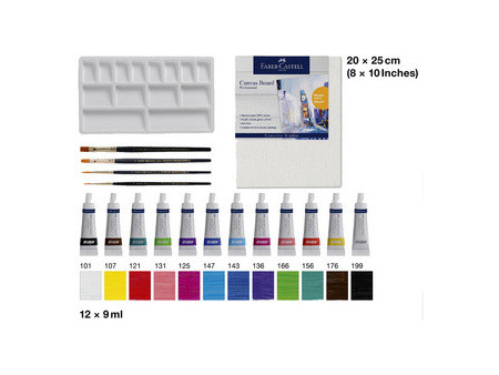 FABER-CASTELL Kit de peinture acrylique, 18 pièces