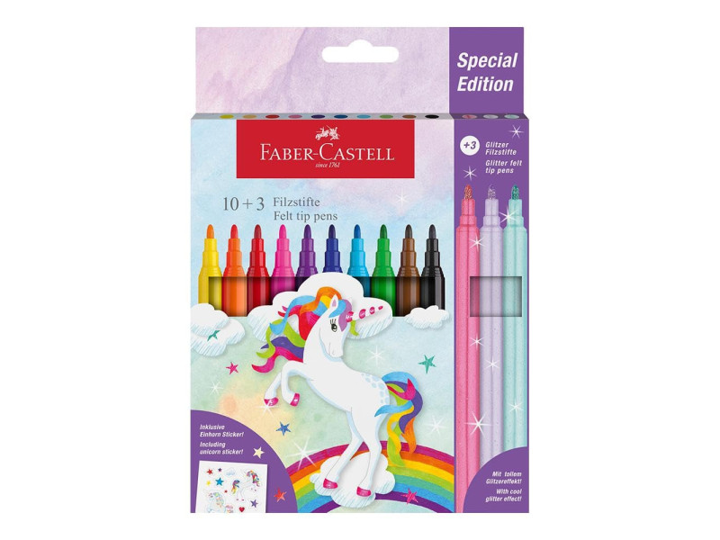 FABER-CASTELL Feutre licorne, étui carton 10+3