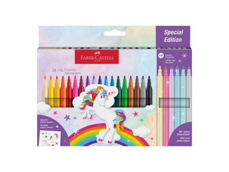 FABER-CASTELL Feutre licorne, étui carton 18+6