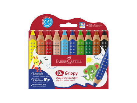 FABER-CASTELL Crayon de couleur Grippy, étui carton de 10