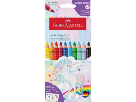 FABER-CASTELL Crayon de couleur Jumbo GRIP Licorne, 8+2