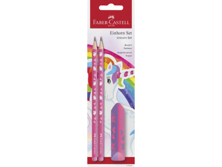 FABER-CASTELL Kit d'écriture Licorne, 3 pièces, rose