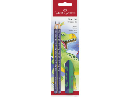 FABER-CASTELL Kit d'écriture Dino, 3 pièces, bleu