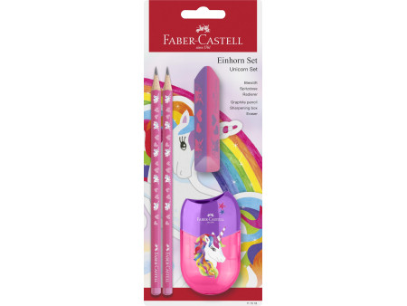 FABER-CASTELL Kit d'écriture Licorne, 4 pièces, rose