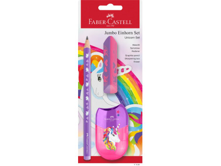 FABER-CASTELL Kit d'écriture Licorne Jumbo, 3 pièces, violet