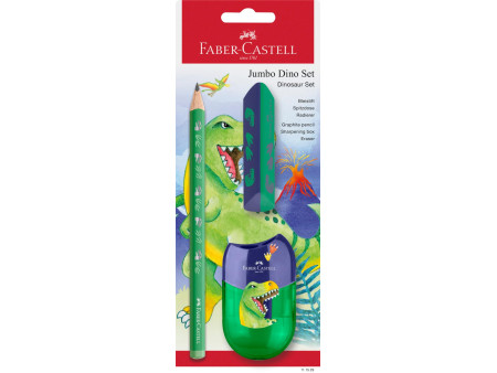 FABER-CASTELL Kit d'écriture Dino Jumbo, 3 pièces, vert