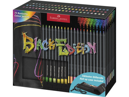 FABER-CASTELL Crayon de couleur Black Edition, étui-rouleau