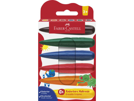 FABER-CASTELL Craie de cire Doigt, étui en carton de 6