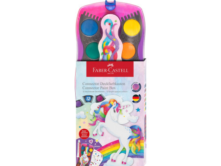 FABER-CASTELL Boîte de peinture CONNECTOR Licorne, 12 coul.